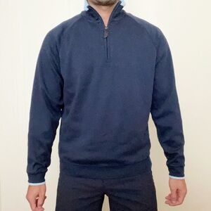 Williams & Kent Men’s Pima Cotton Knit Half-Zip Pullover Blue Size Medium
